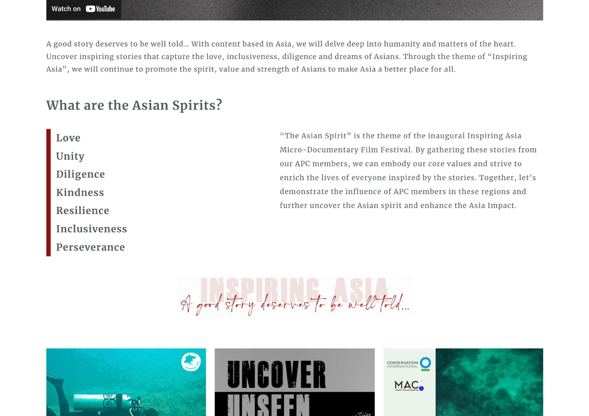 Suus design portfolio- web design for Inspiring Asia